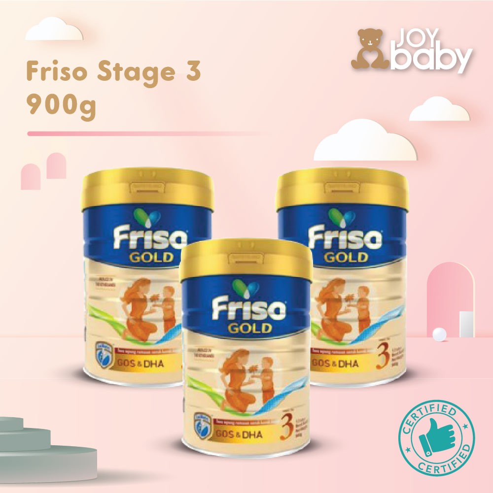 [New Launch, Upgraded Formula] Bundle of 3 Friso Gold stage 3 and 4 above 900g Tin 1 years old and up