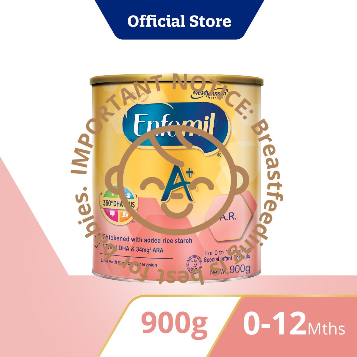 Enfamil A+ Stage 1 A.R. Infant Formula Baby Milk Powder 360DHA+ (0-12M)