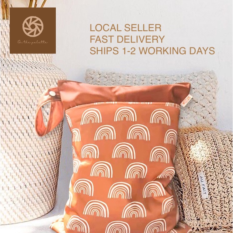 (SG SELLER) 30 x 40 cm European Boho Design Baby Children Childcare Waterproof Organiser Wet Bag Diaper Nappy swimminBag