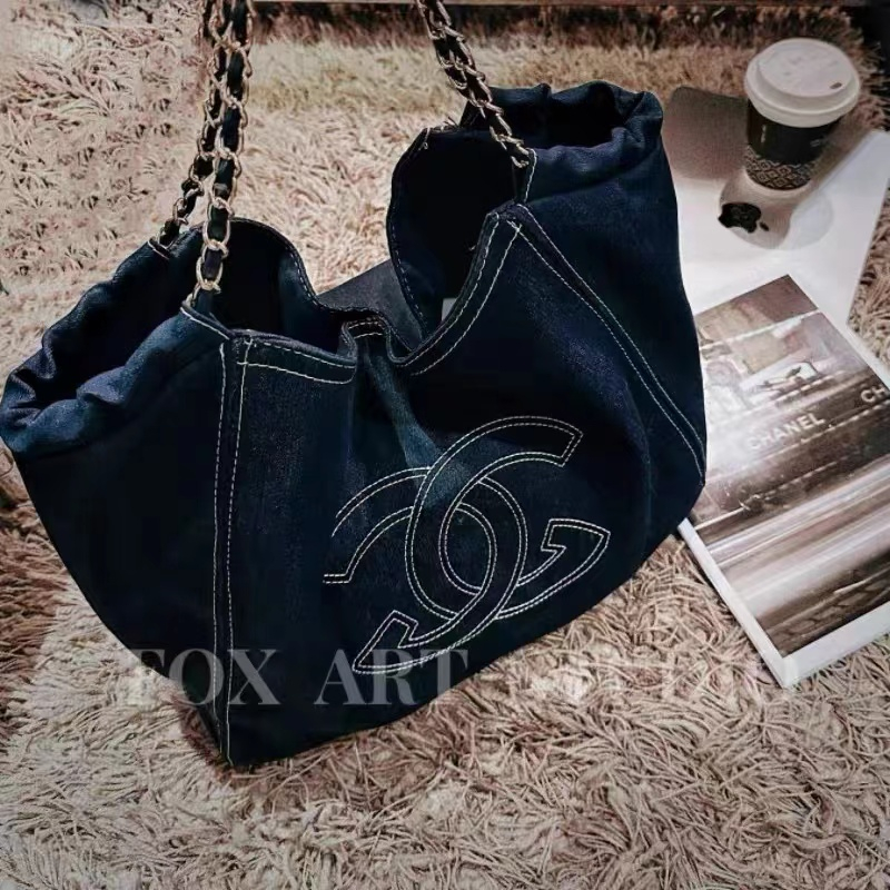Xiaoxiang Style Big Bag Women New Large-Capacity Denim Tote Versatile One-Shoulder Commuter Portable