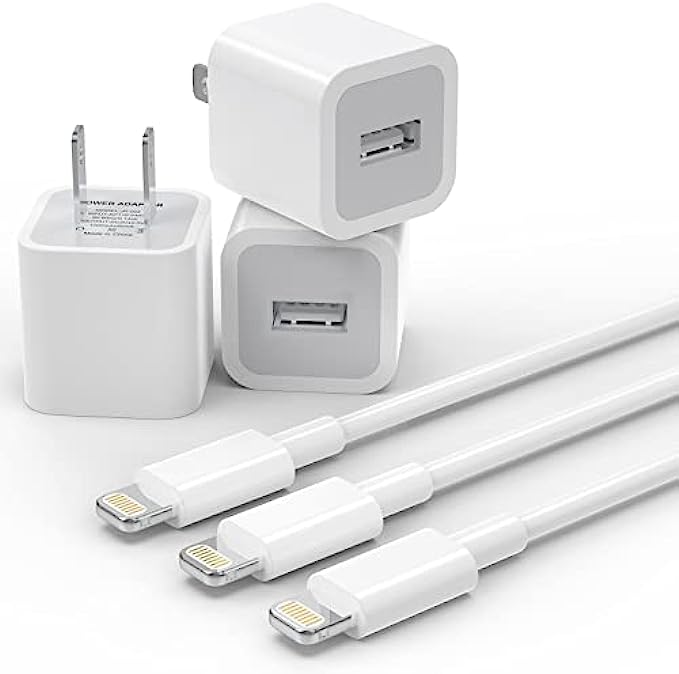 (Apple MFi Certified) iPhone Charger Cable,PLmuzsz 3Pack Data Sync Charging Cords with 3Pack USB Wall Charger Travel Plug Adapter Compatible iPhone 12 Pro/11 Pro/Xs/XR/X/8/8Plus and More