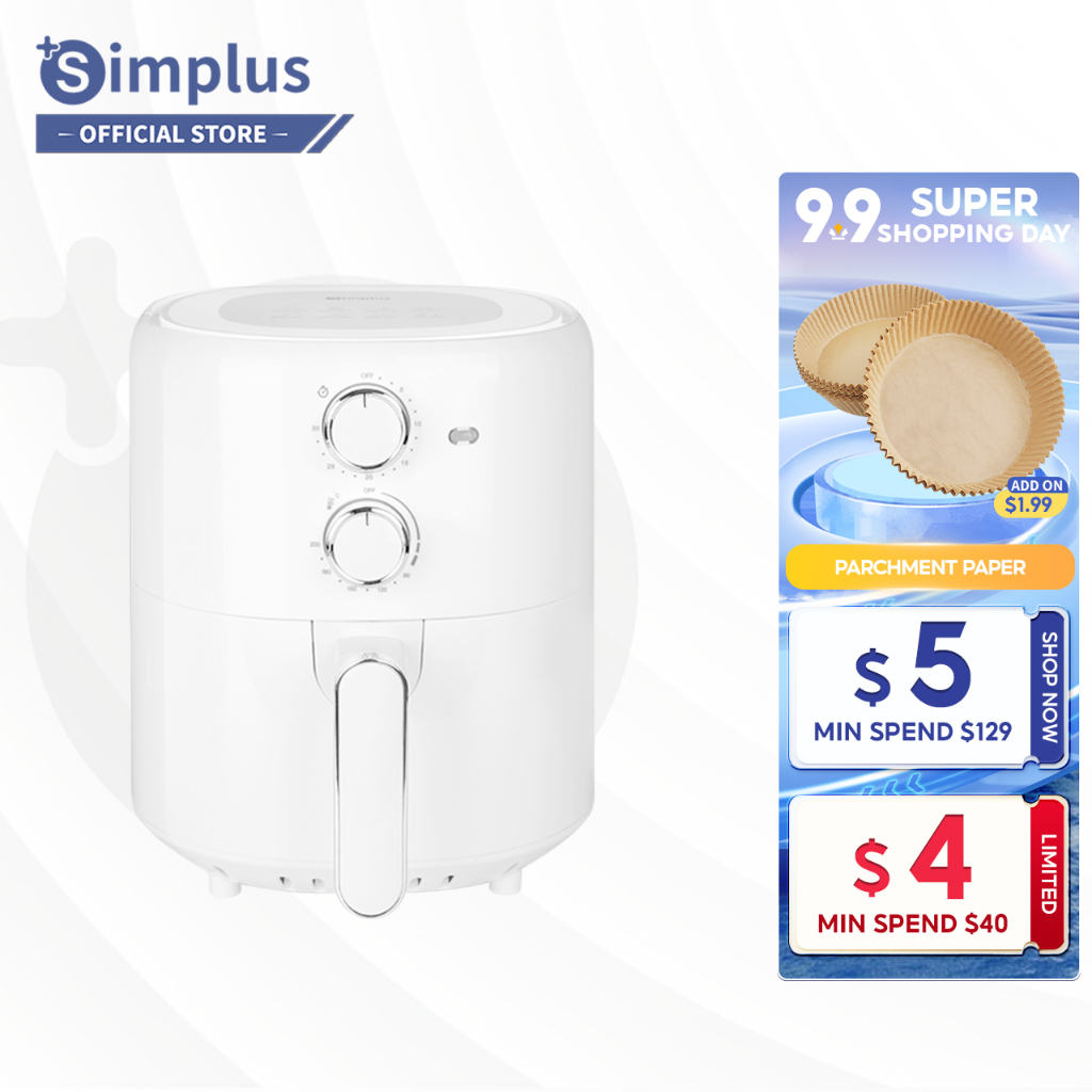 Simplus Air Fryer 5L/3.5L Nonstick Detachable Basket 1500W Small Size Rapid Heater Oil-free Dehydration Easy Operation