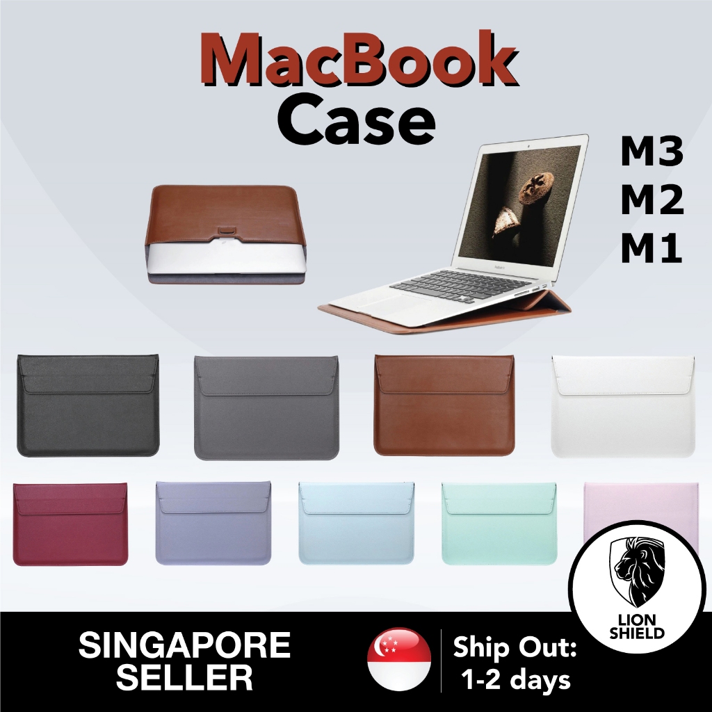 (SG) LionShield Macbook Air/Pro M3 M2 M1 PU Leather Laptop Case(11/12/13/14/15/16 Inch) Sleeve Cover