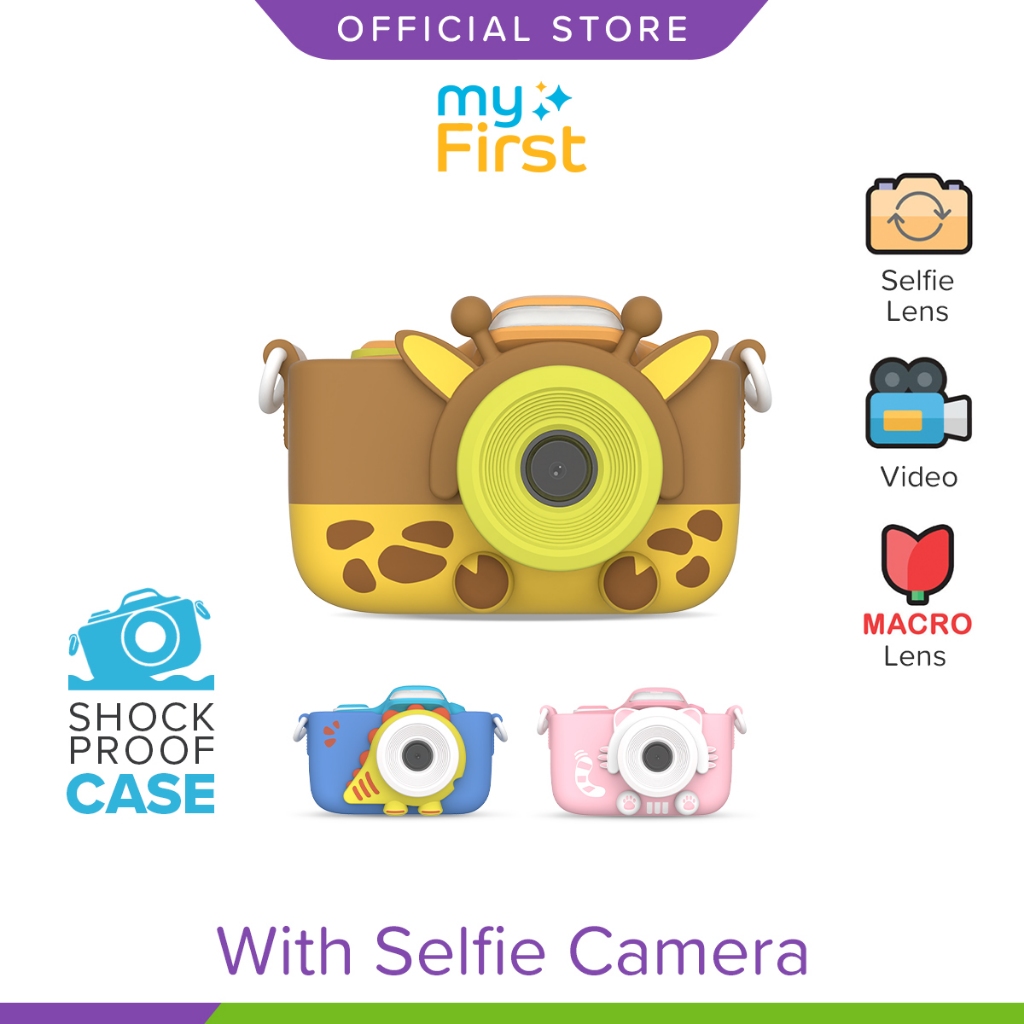 myFirst Camera 3 - Mini Camera with Extra Selfie Lens Toys for Boys and Girls Free Shockproof Case and Neck Lanyard