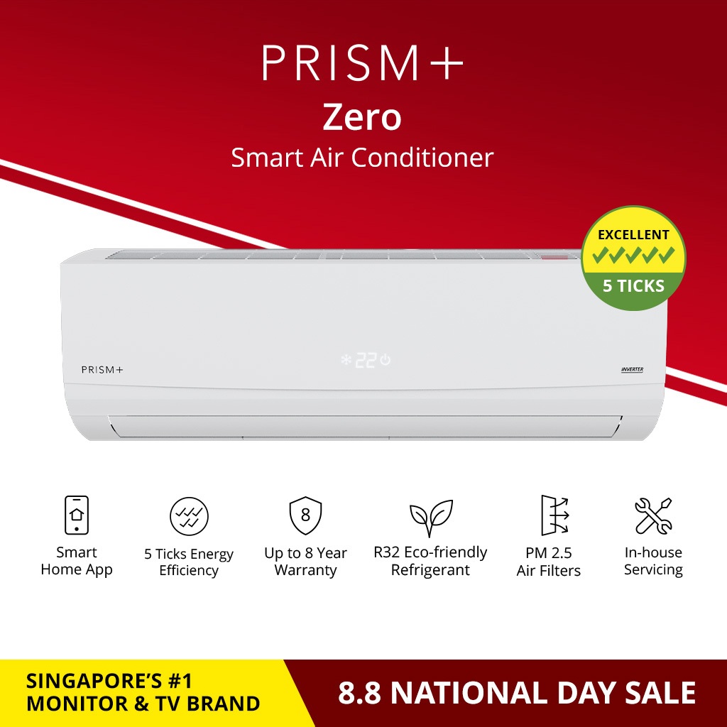 PRISM+ Zero Smart Air-Conditioner (R32, 5 Ticks) (Delivers within 1-2 weeks)
